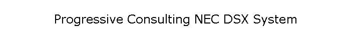Progressive Consulting NEC DSX System